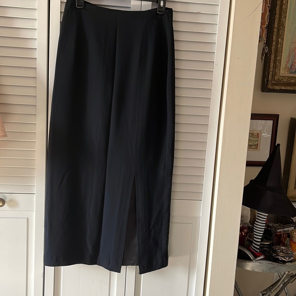 HALSTON Black Lined Maxi Skirt